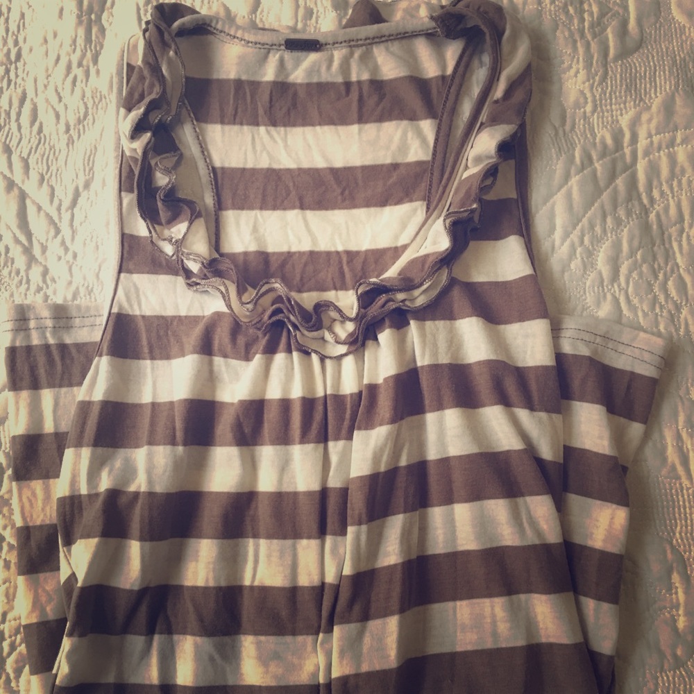 SOLD Fun and Functional Brown & White Striped Tank